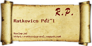 Ratkovics Pál névjegykártya